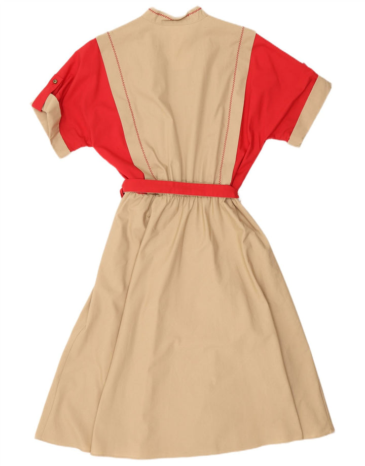 VINTAGE Γυναικείο Maxi Φόρεμα UK 16 Large Beige Colourblock