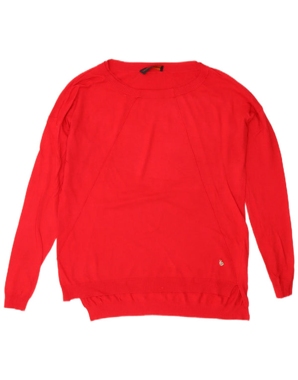 Trussardi Jeans Womens Boat Neck Jumper Sweater UK 18 XL Red Viscose