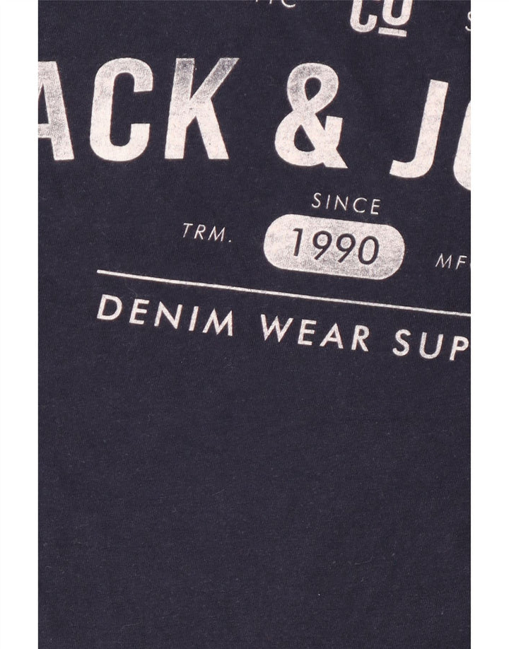 Ανδρικό γραφικό μπλουζάκι Jack & Jones Τοπ μεσαίου μπλε βαμβακερό