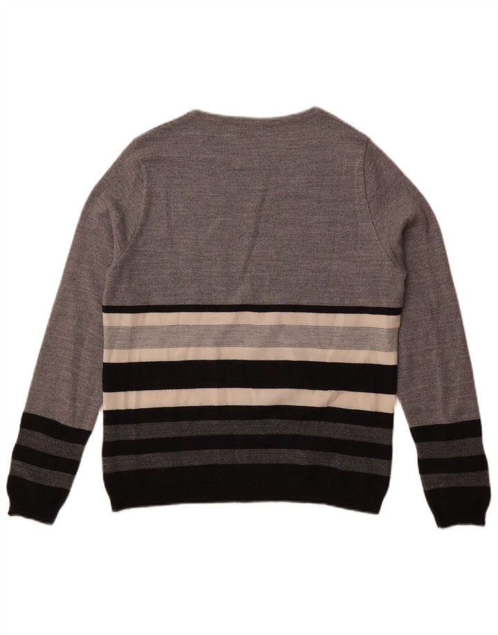 Perte by Krizia Γυναικείο πουλόβερ με λαιμό σκάφος UK 14 μεσαίο γκρι ριγέ