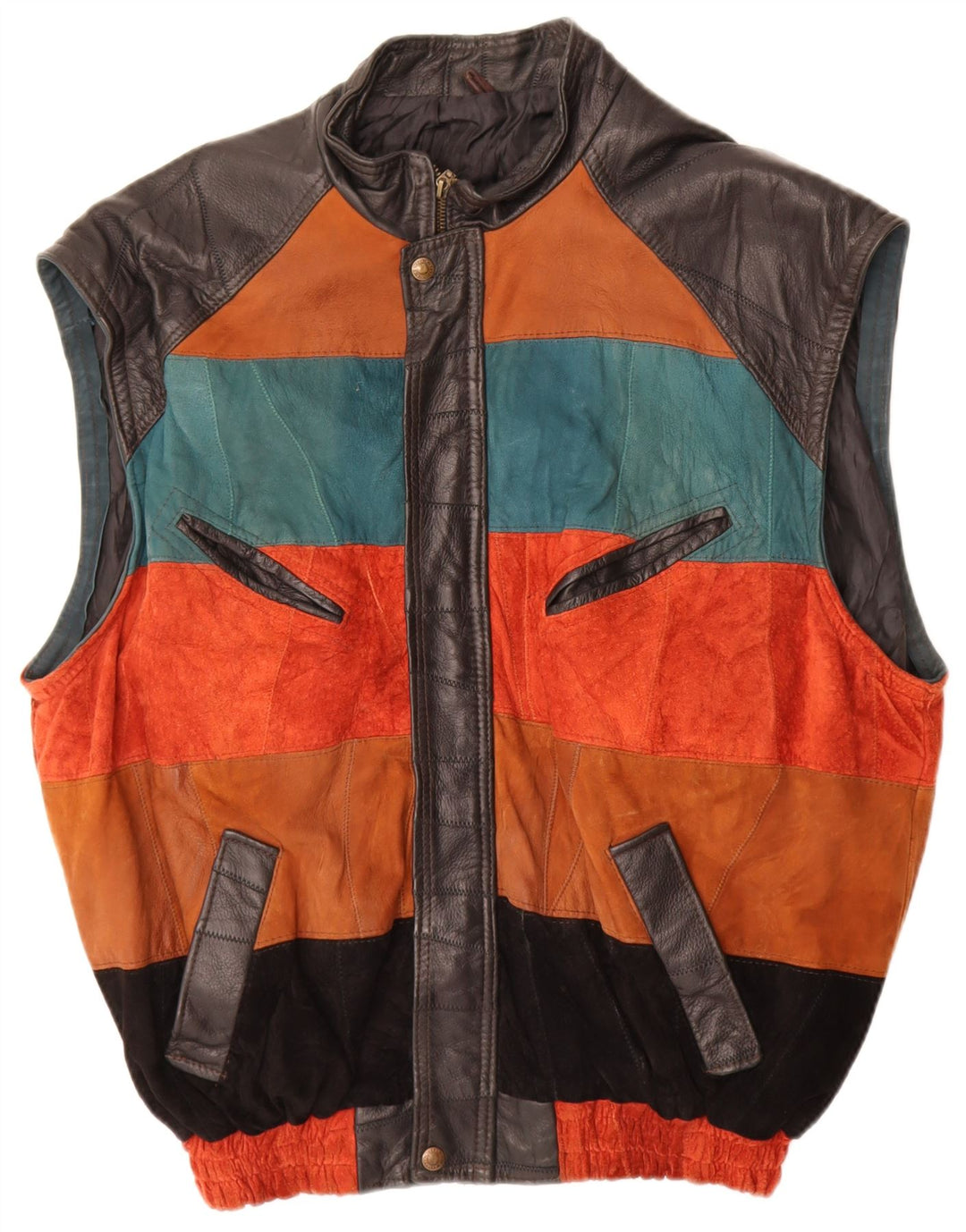 Ανδρικό δερμάτινο Gilet VINTAGE UK 42 XL Πολύχρωμο Colourblock