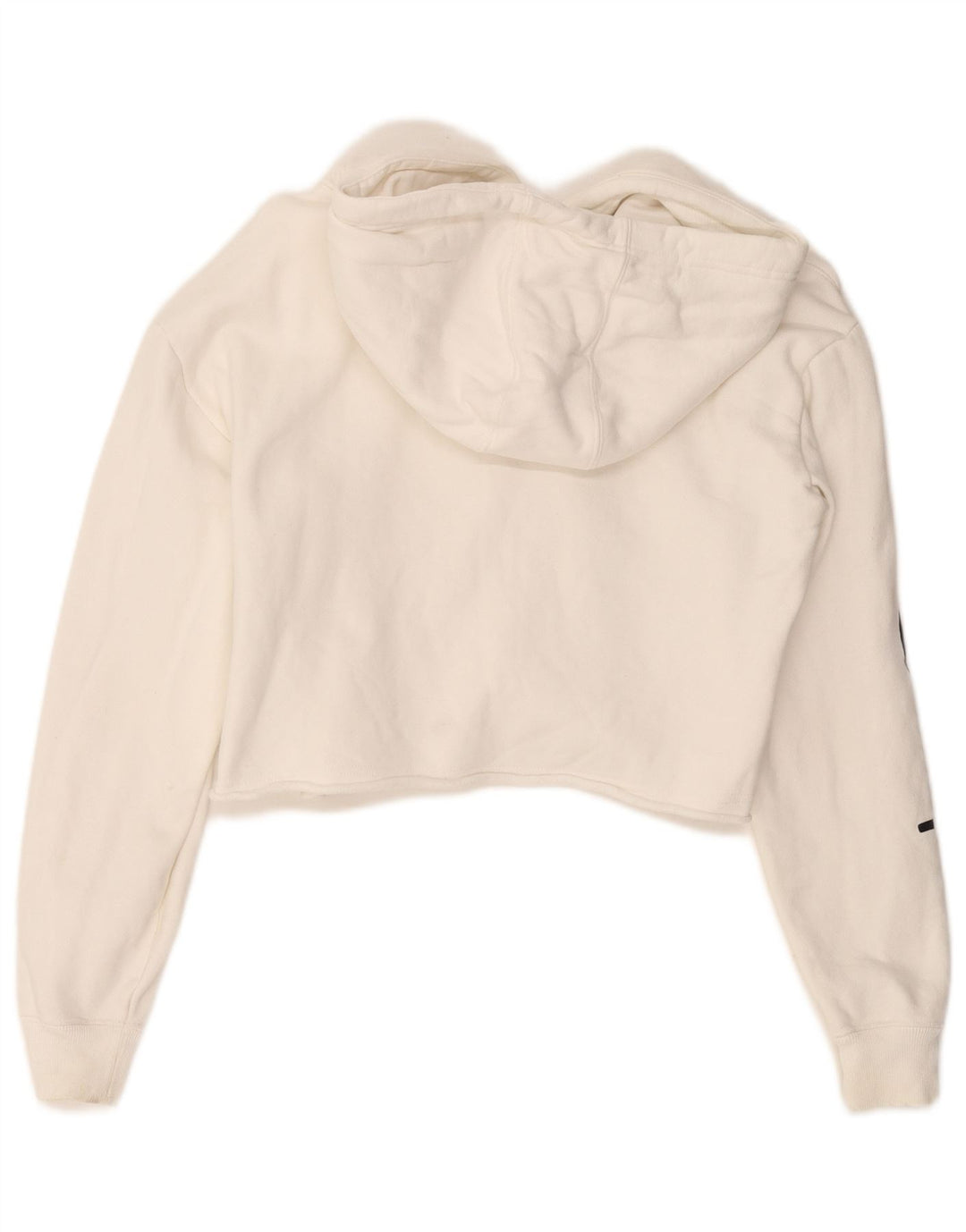 CHAMPION Womens Crop Hoodie Jumper UK 10 Small Off White Βαμβακερό