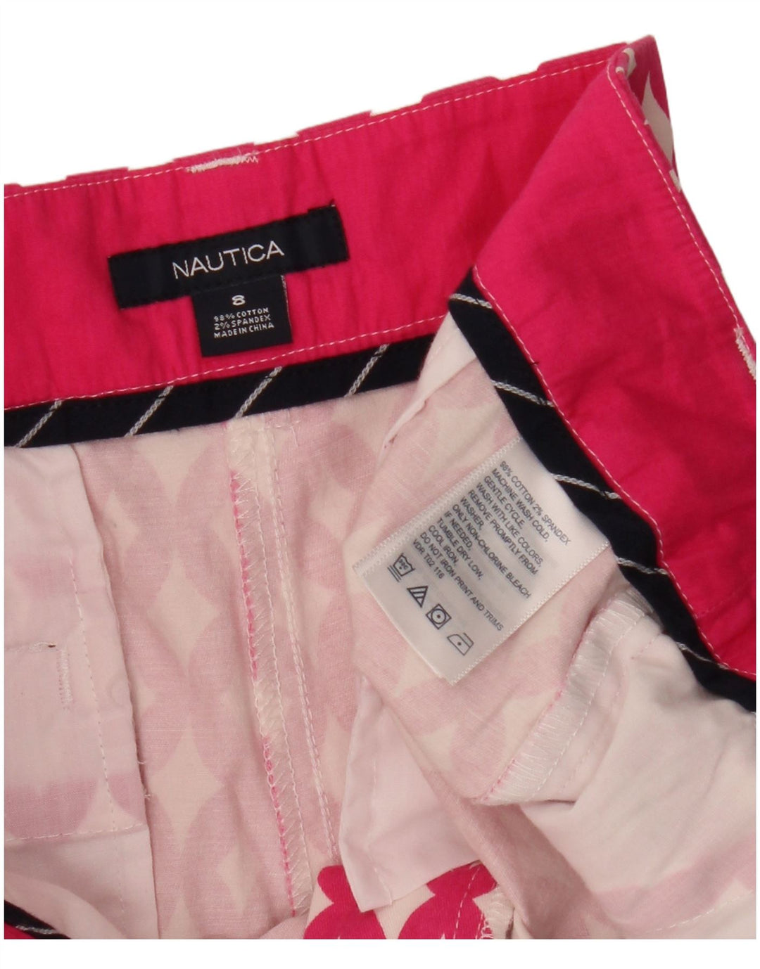NAUTICA Γυναικείο σορτς Chino US 8 Medium W32 Ροζ γεωμετρικό βαμβακερό