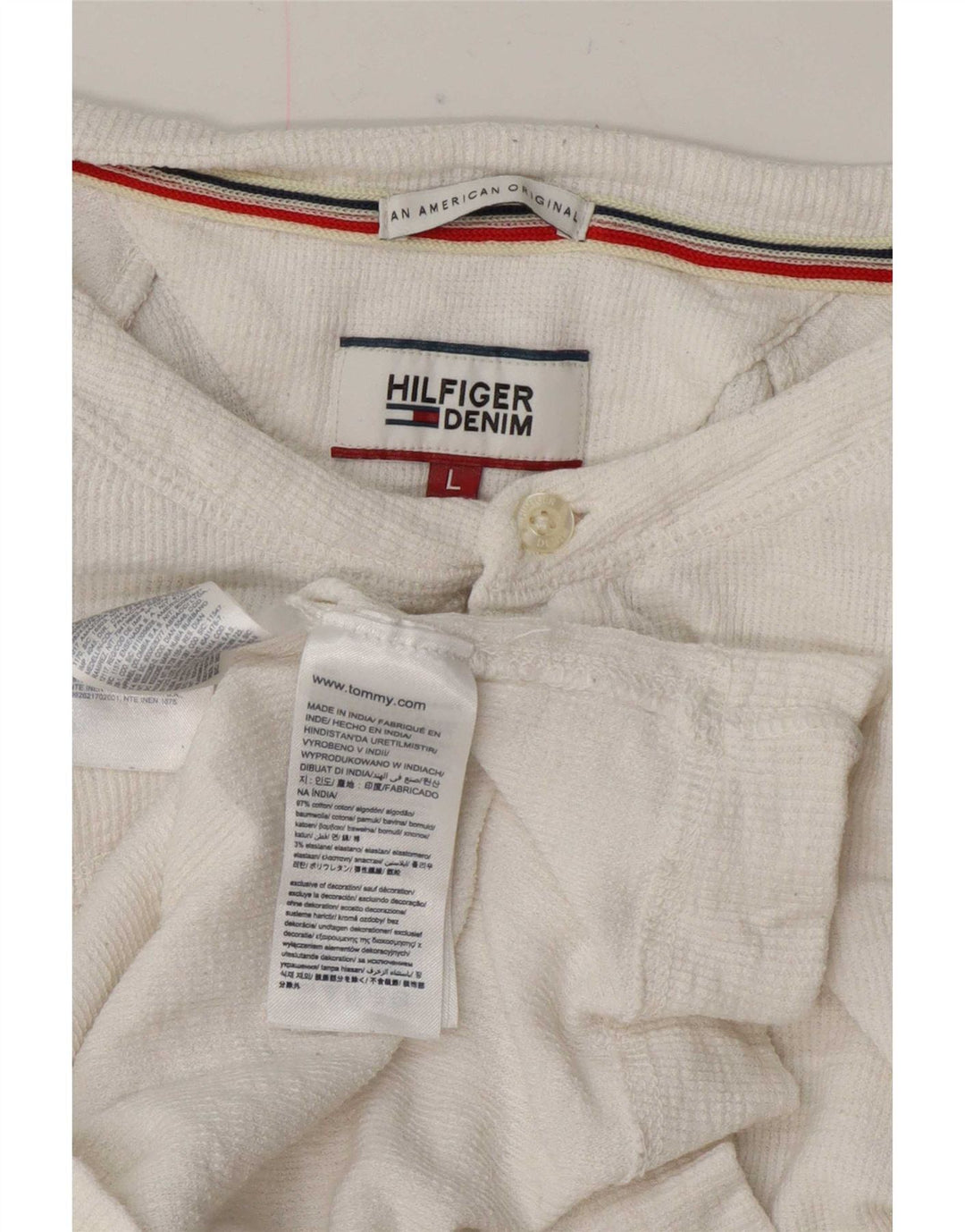 Tommy Hilfiger Ανδρικό κανονικό τοπ μακρυμάνικο μεγάλο λευκό βαμβακερό