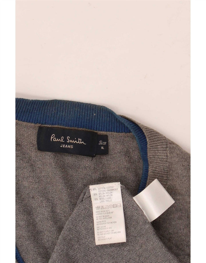 Ανδρικό πουλόβερ Paul Smith με V λαιμόκοψη XL Γκρι βαμβακερό