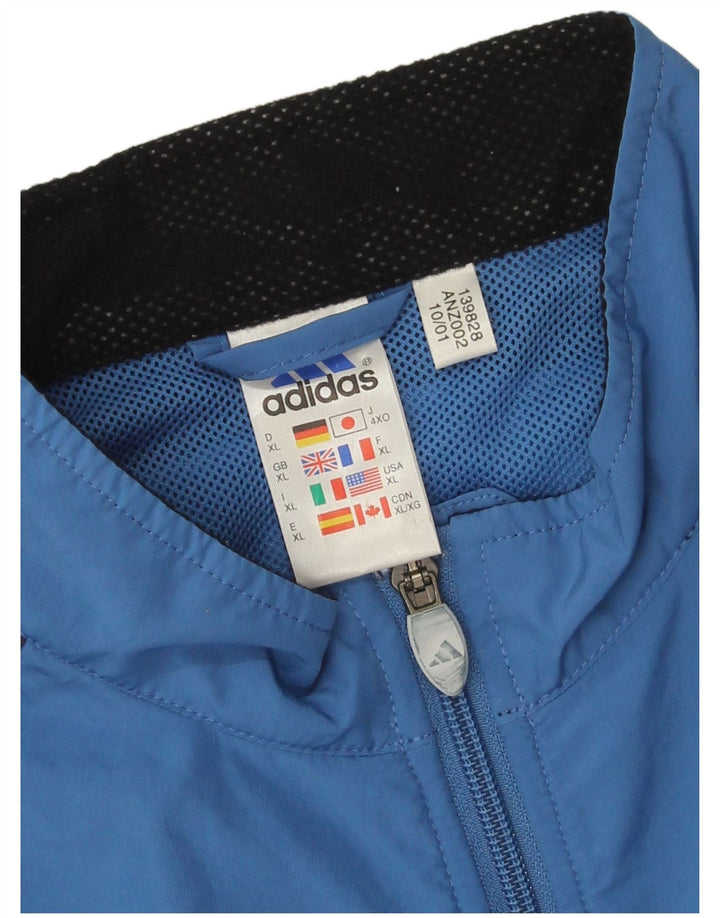 ADIDAS Mens Tracksuit Top Jacket XL Blue Colourblock Polyester