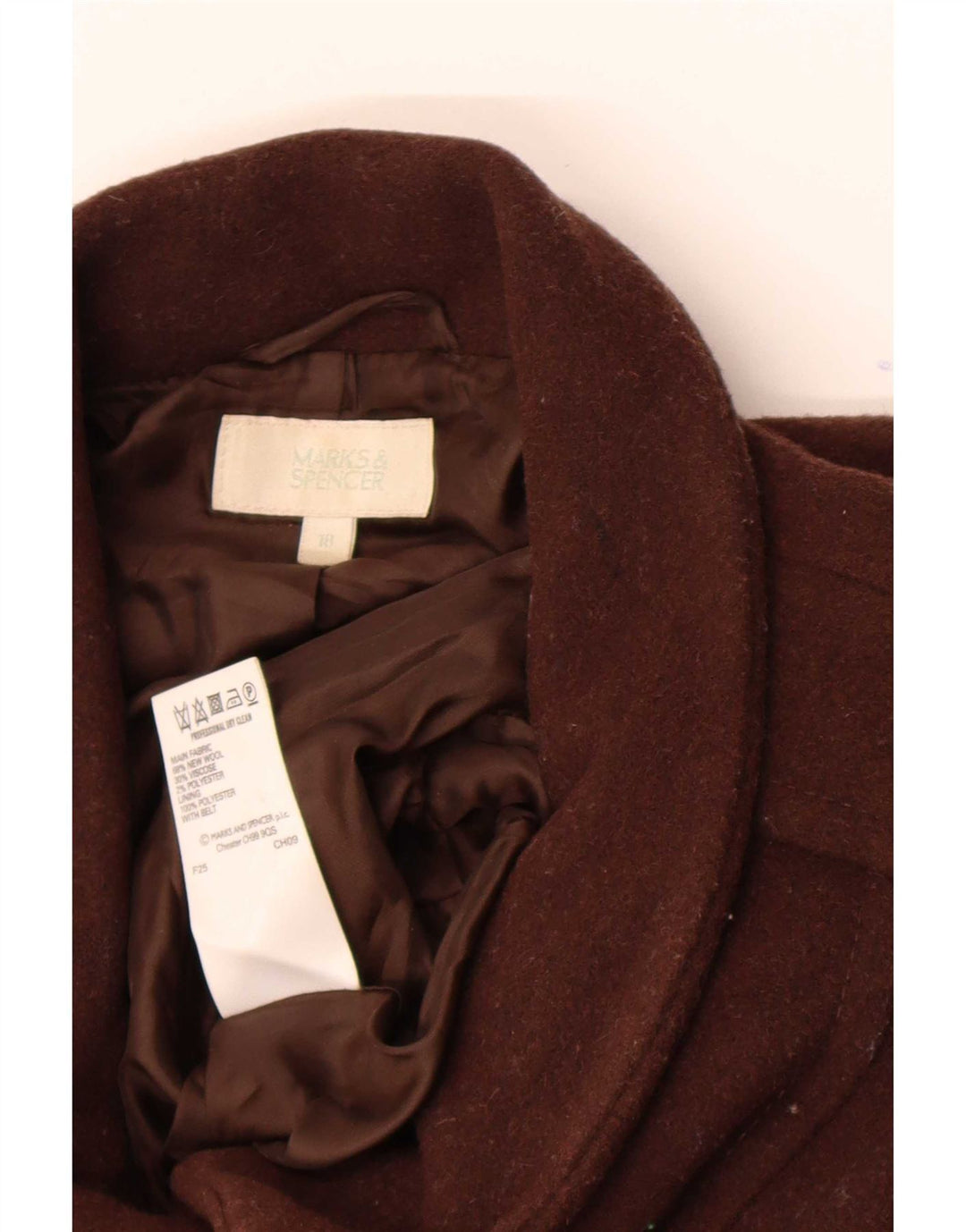 Marks & Spencer Γυναικείο Παλτό UK 18 XL Καφέ Νέο μαλλί