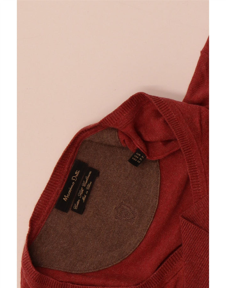 Ανδρικό πουλόβερ Massimo Dutti με V λαιμόκοψη XL Κόκκινο βαμβακερό