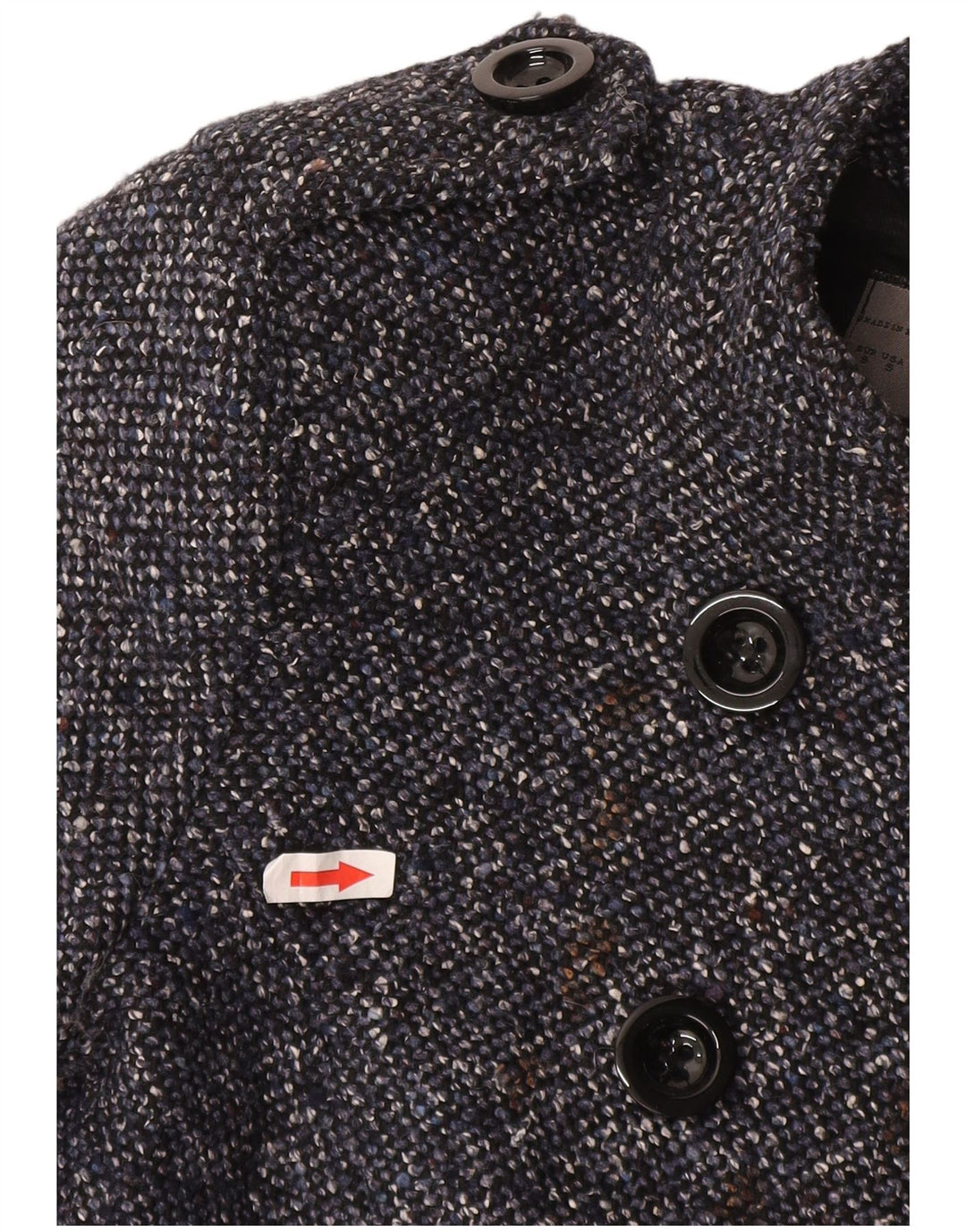 Zara Γυναικείο παλτό με διπλό στήθος UK 10 Small Navy Blue Flecked Acetate