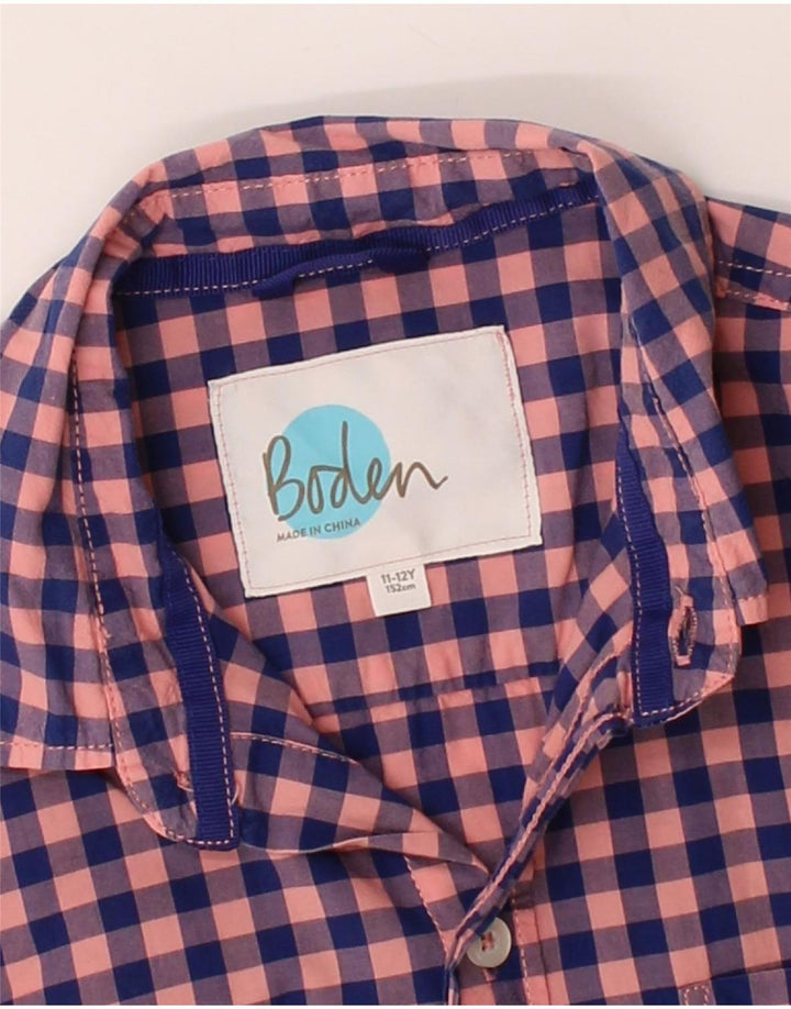 BODEN Boys Shirt 11-12 Years Pink Gingham Cotton Vintage Boden and Second-Hand Boden from Messina Hembry 