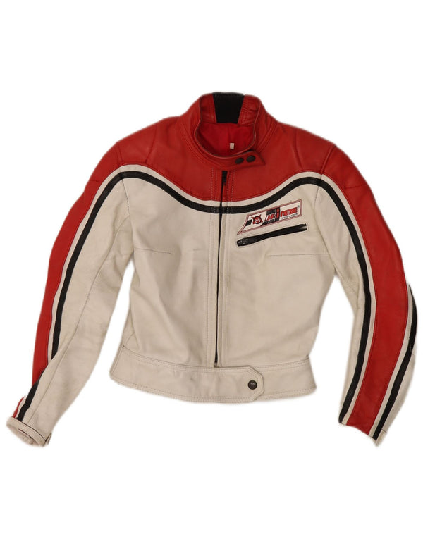 DAINESE Γυναικείο μπουφάν Moto Racer IT 42 Medium White Colourblock Δερμάτινο