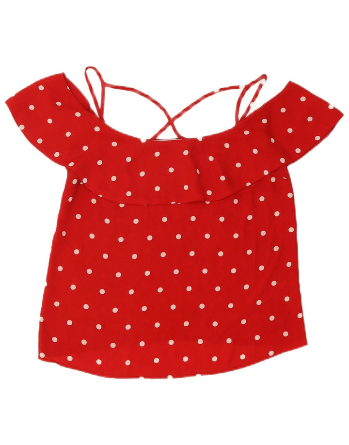 Γυναικεία μπλούζα Oasis Crop Off Shoulder Top UK 12 Medium Red Polka Dot