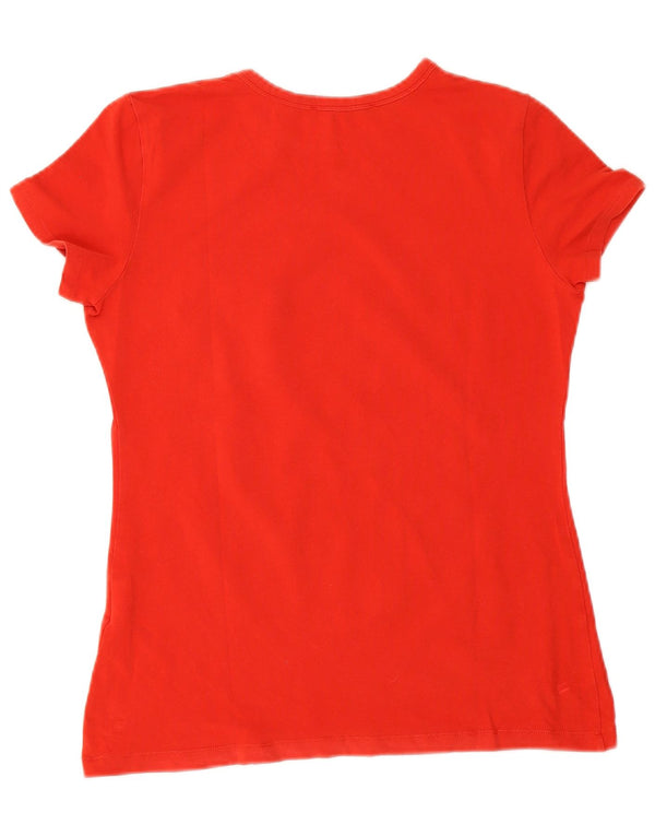 Moschino Womens Graphic T-Shirt Top UK 12 Medium Red Cotton