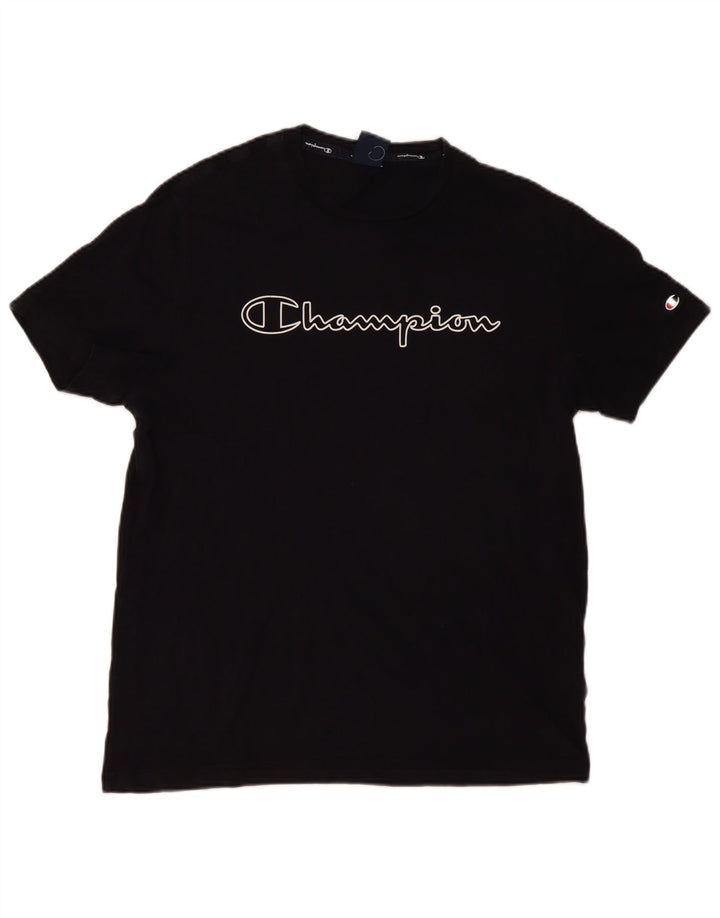 Ανδρικό γραφικό T-Shirt Champion Top μεγάλο μαύρο βαμβακερό