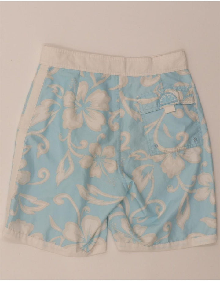 SUNDEK Mens Swimming Shorts Medium Blue Floral Polyester