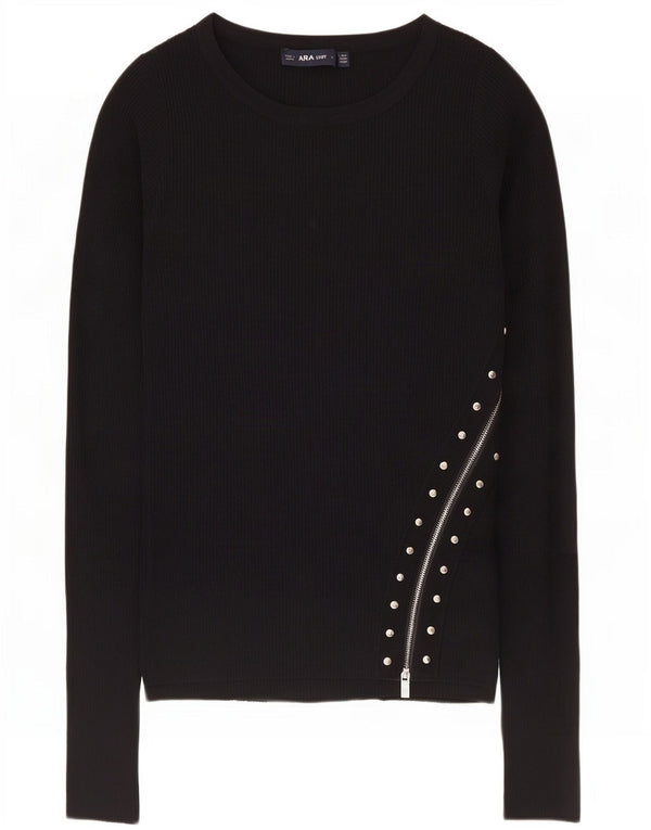 Zara γυναικείο τοπ Μακρύ μακρυμάνικο UK 12 Medium Black