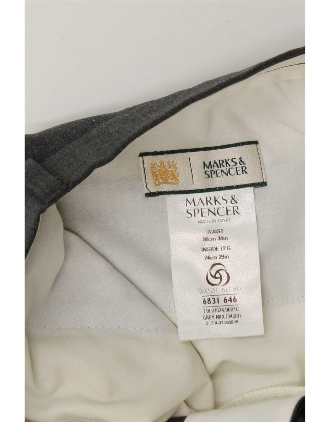 Ανδρικό Παντελόνι Κοστούμι Marks & Spencer W34 L29 Γκρι Πολυεστέρας