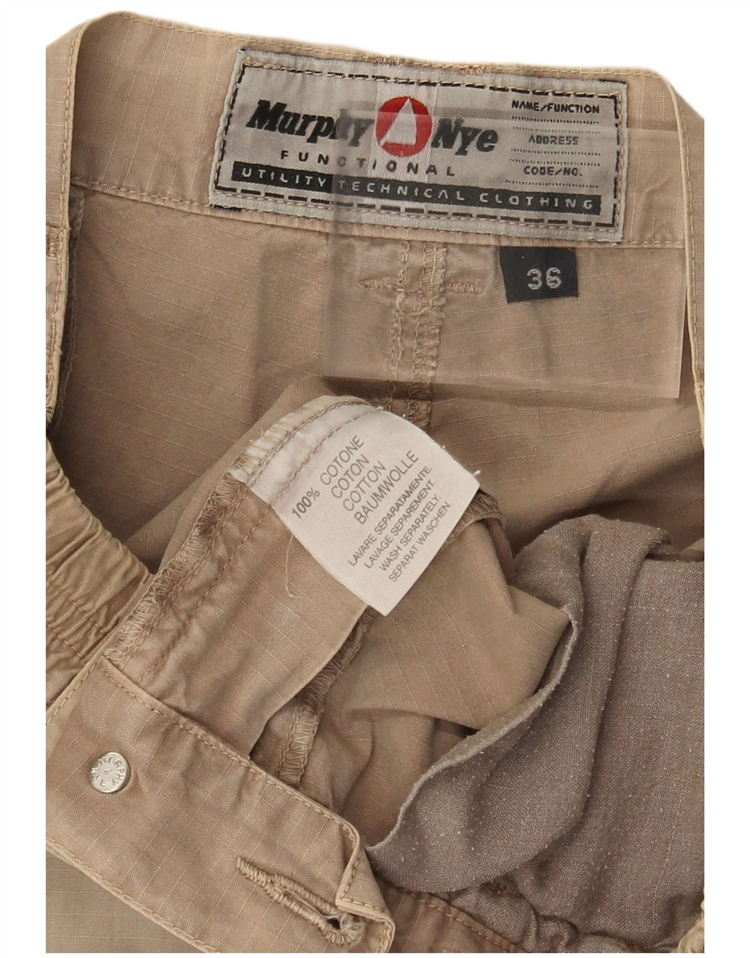 Murphy & Nye Mens Joggers Cargo Παντελόνι W36 L30 Μπεζ βαμβακερό