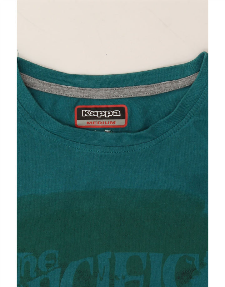KAPPA Womens Graphic T-Shirt Top UK 14 Medium Blue Cotton Vintage Kappa and Second-Hand Kappa from Messina Hembry 