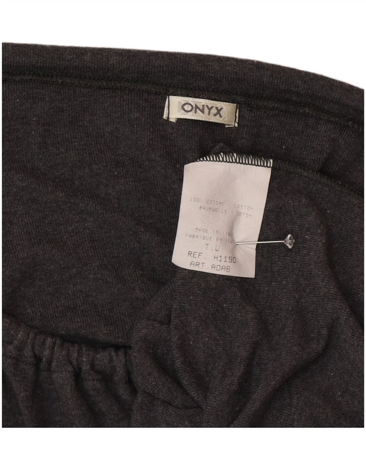 Onyx γυναικεία μπροστινή γραβάτα Crop μακρυμάνικο UK 12 μεσαίο βαμβακερό γκρι