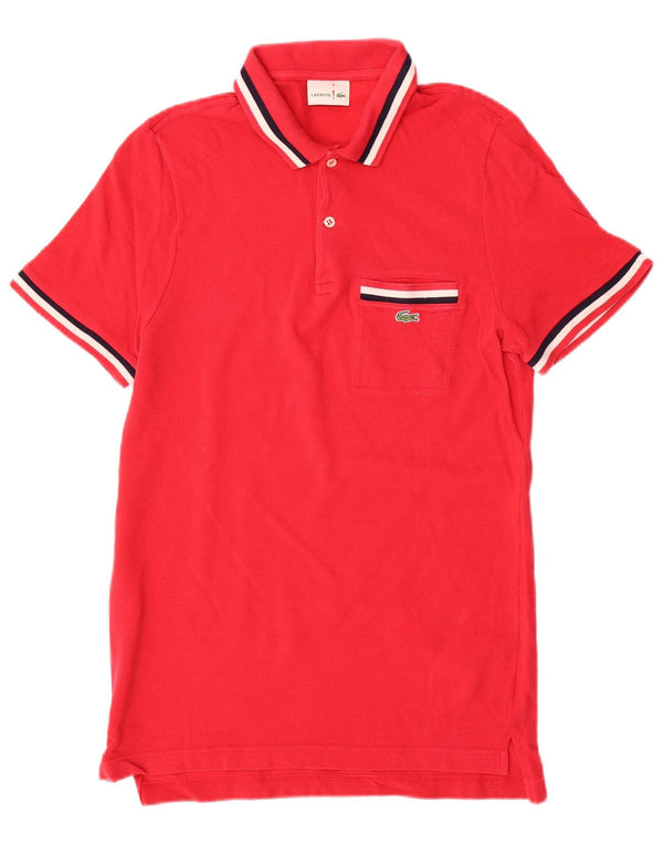 LACOSTE Mens Polo Shirt Size 4 Medium Red Cotton