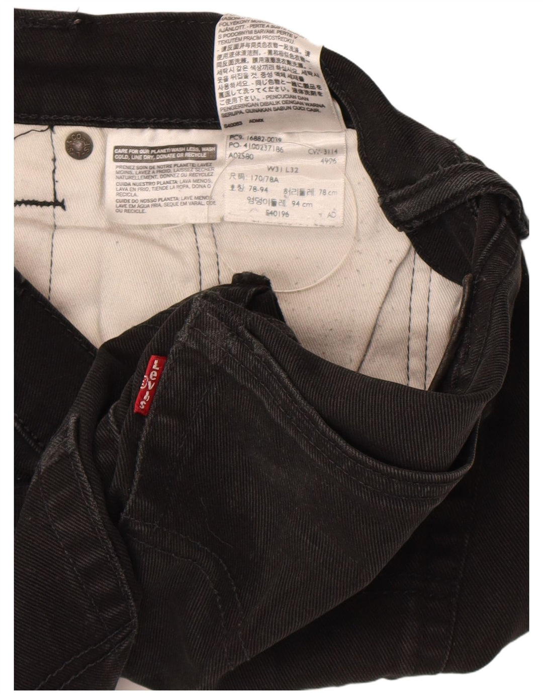 Ανδρικό τζιν Levi's Slim W31 L32 Μαύρο βαμβακερό