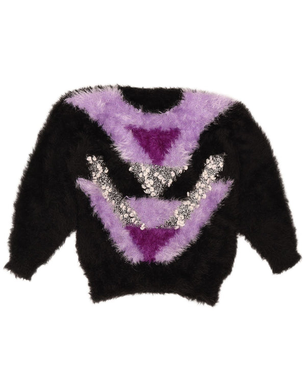 Γυναικείο πουλόβερ με λαιμόκοψη VINTAGE UK 14 Medium Black Colourblock