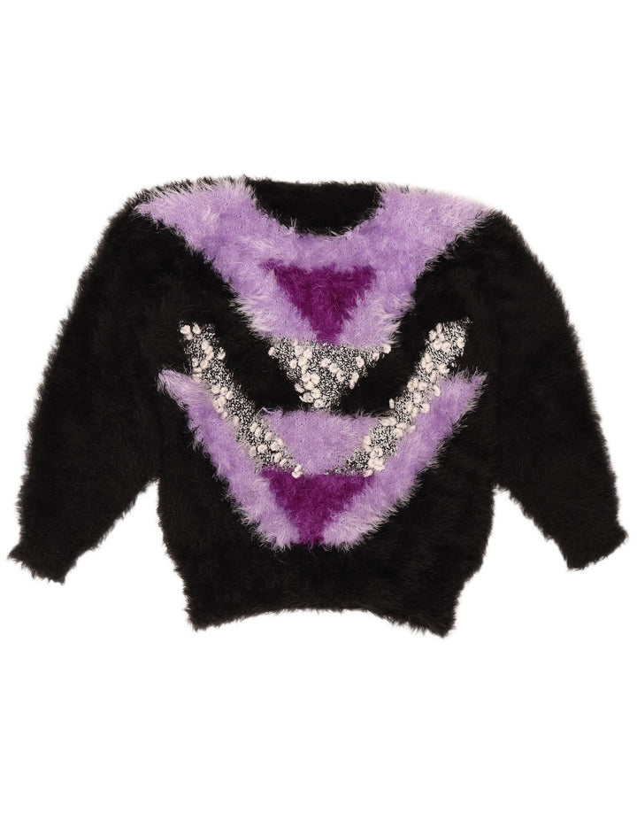 Γυναικείο πουλόβερ με λαιμόκοψη VINTAGE UK 14 Medium Black Colourblock