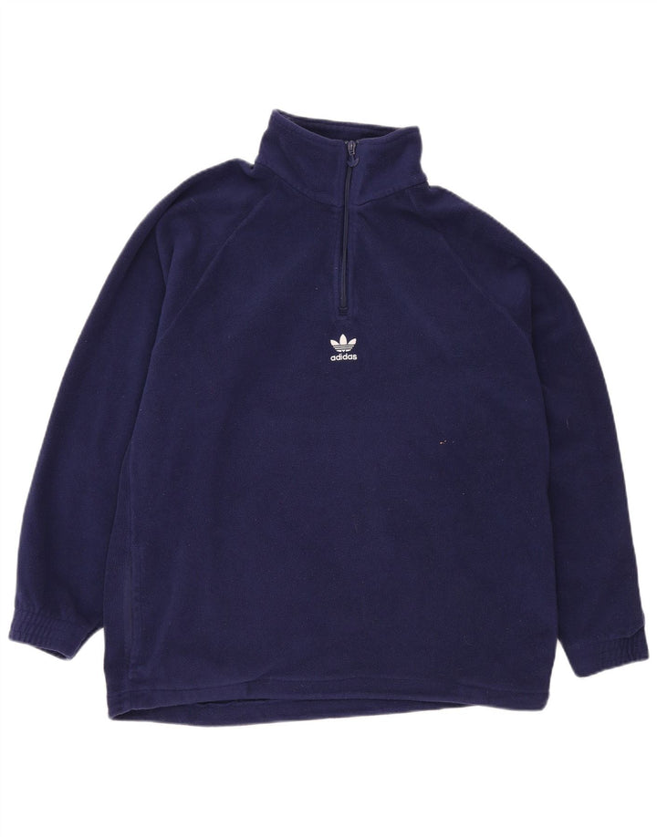 Adidas Ανδρικό γραφικό φερμουάρ με λαιμόκοψη Fleece Jumper Μεγάλο Navy Blue Polyester