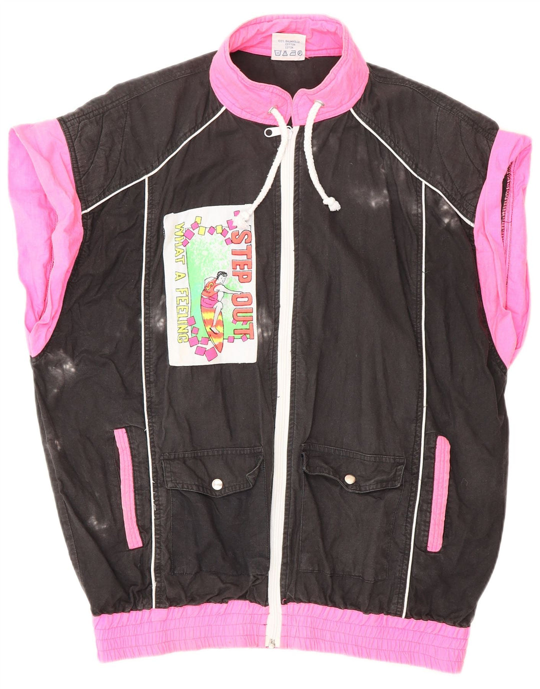 Γυναικεία αθλητική φόρμα VINTAGE Top Jacket UK 18 XL Black Colourblock