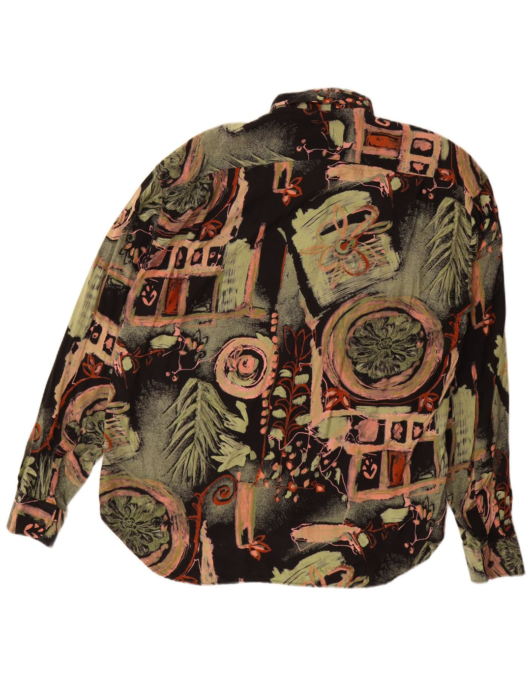 Vintage ανδρικό πουκάμισο αφηρημένο με μοτίβο μεγάλη πολύχρωμη φλοράλ βισκόζη