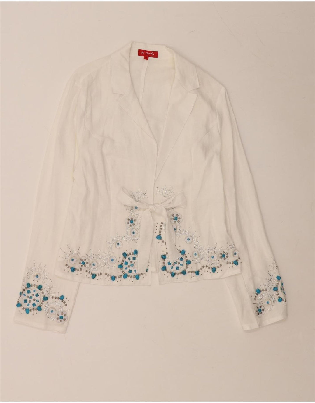 Γυναικεία ζακέτα DERBY Top UK 14 Large White Floral Ramie