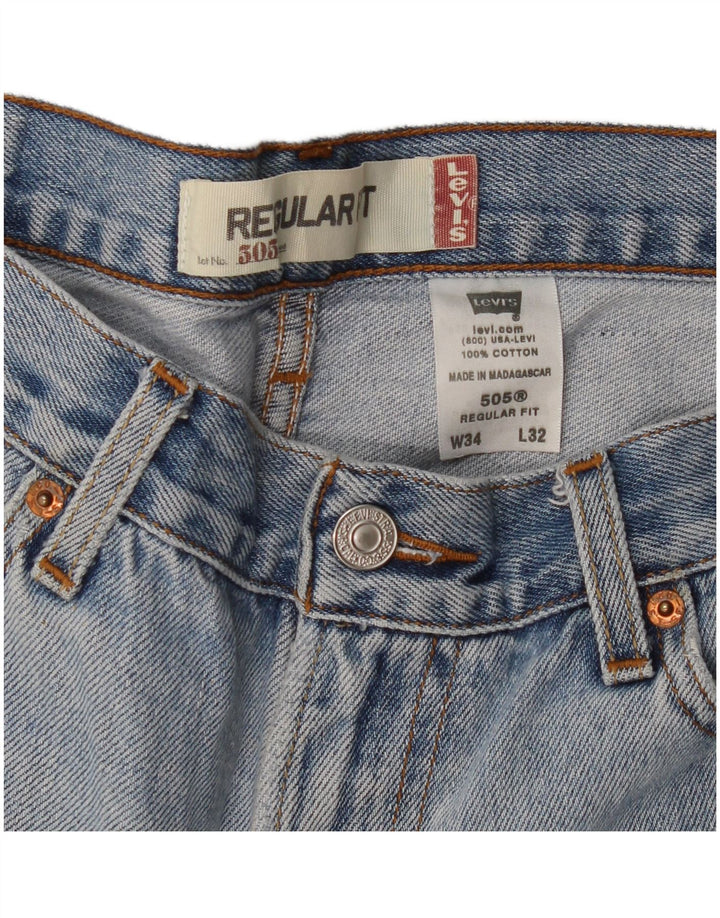LEVI'S Mens 505 Regular Fit Straight Jeans W34 L32 Μπλε βαμβακερό