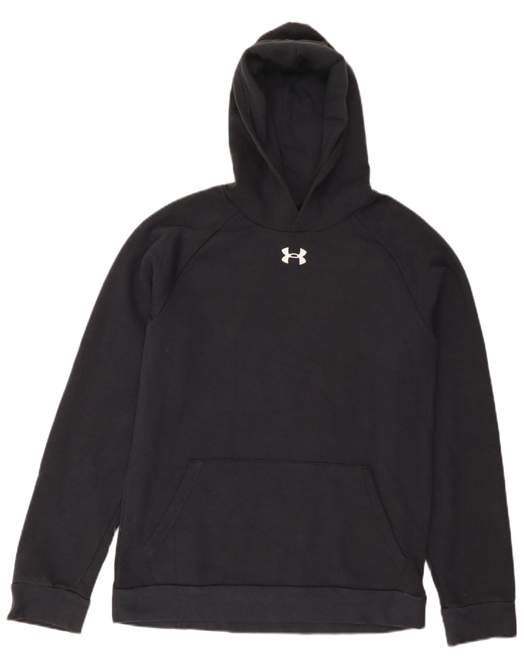 UNDER Armour Boys Hoodie Jumper 13-14 Years XL Μαύρο βαμβακερό