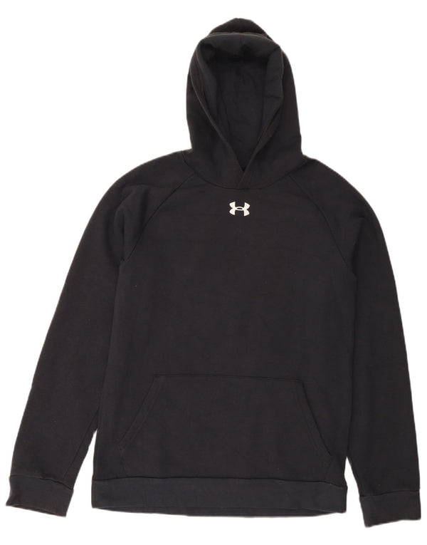 UNDER Armour Boys Hoodie Jumper 13-14 Years XL Μαύρο βαμβακερό