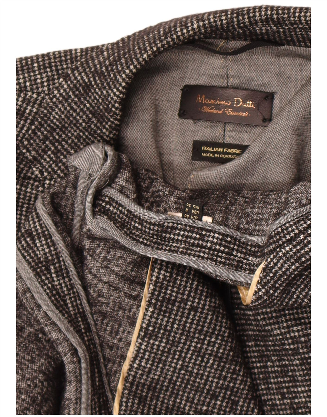 Massimo Dutti Γυναικείο μπουφάν σακάκι με 1 κουμπί EU 40 Medium Grey Houndstooth