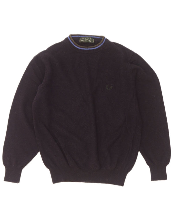 Fred Perry γυναικείο πουλόβερ με λαιμό χελώνα UK 16 Μεγάλο Navy Blue Wool