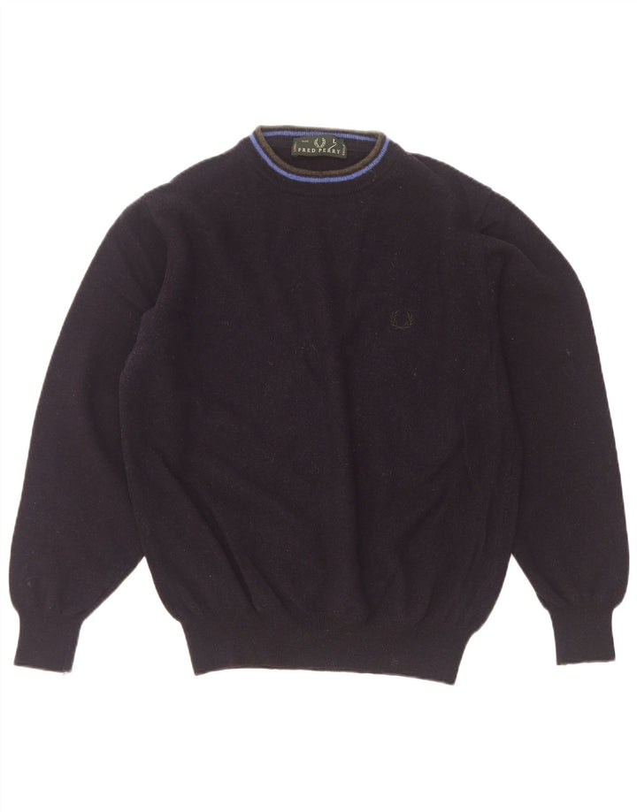 Fred Perry γυναικείο πουλόβερ με λαιμό χελώνα UK 16 Μεγάλο Navy Blue Wool