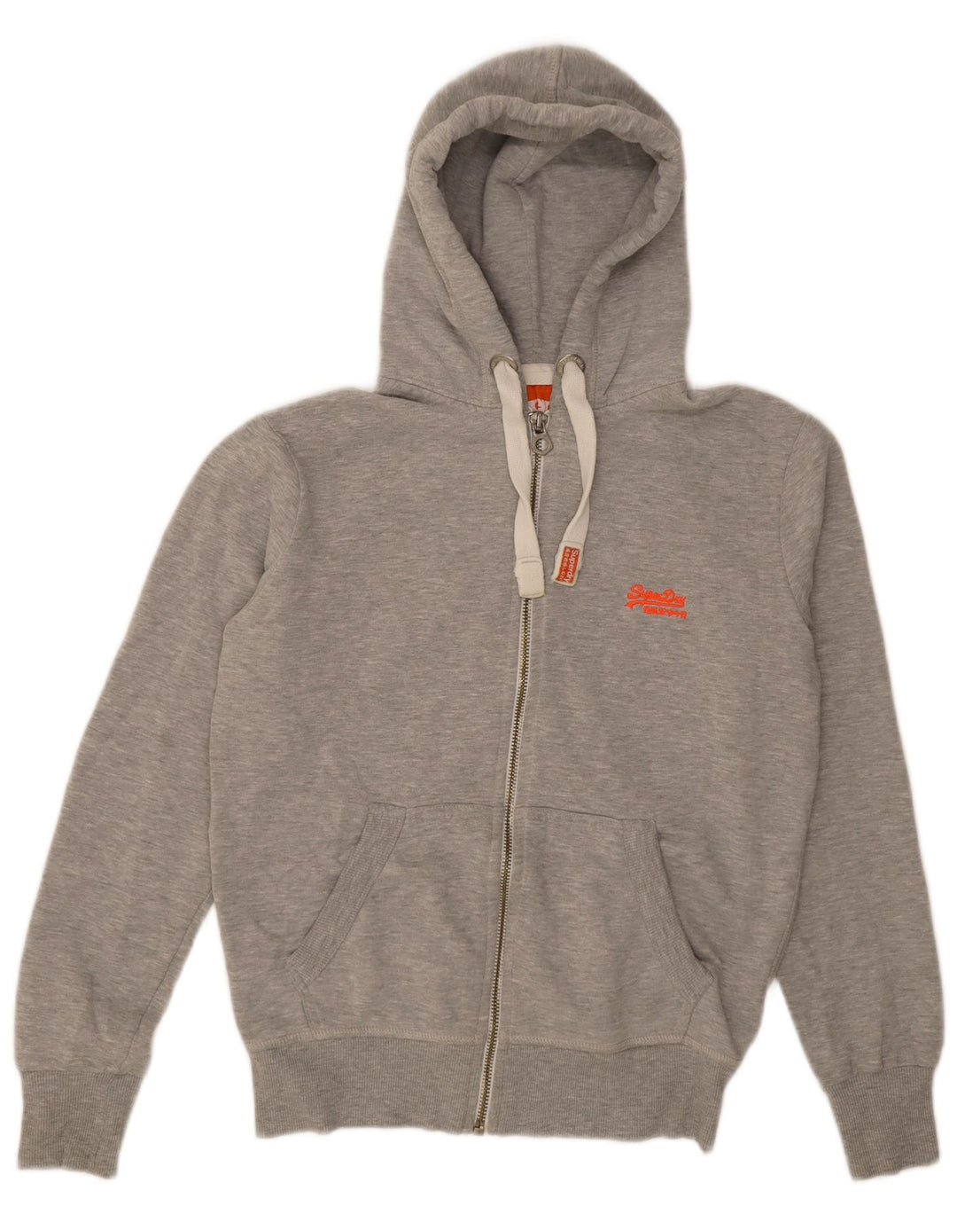 Ανδρικό πουλόβερ με κουκούλα με φερμουάρ Superdry, βαμβακερό μεσαίο γκρι