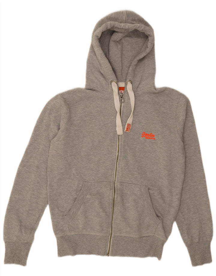 Ανδρικό πουλόβερ με κουκούλα με φερμουάρ Superdry, βαμβακερό μεσαίο γκρι