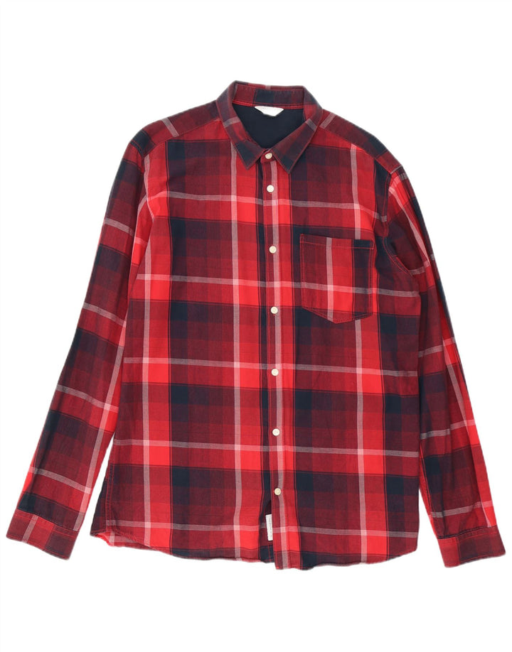 Jack & Jones Ανδρικό φανελένιο πουκάμισο XL κόκκινο καρό βαμβακερό