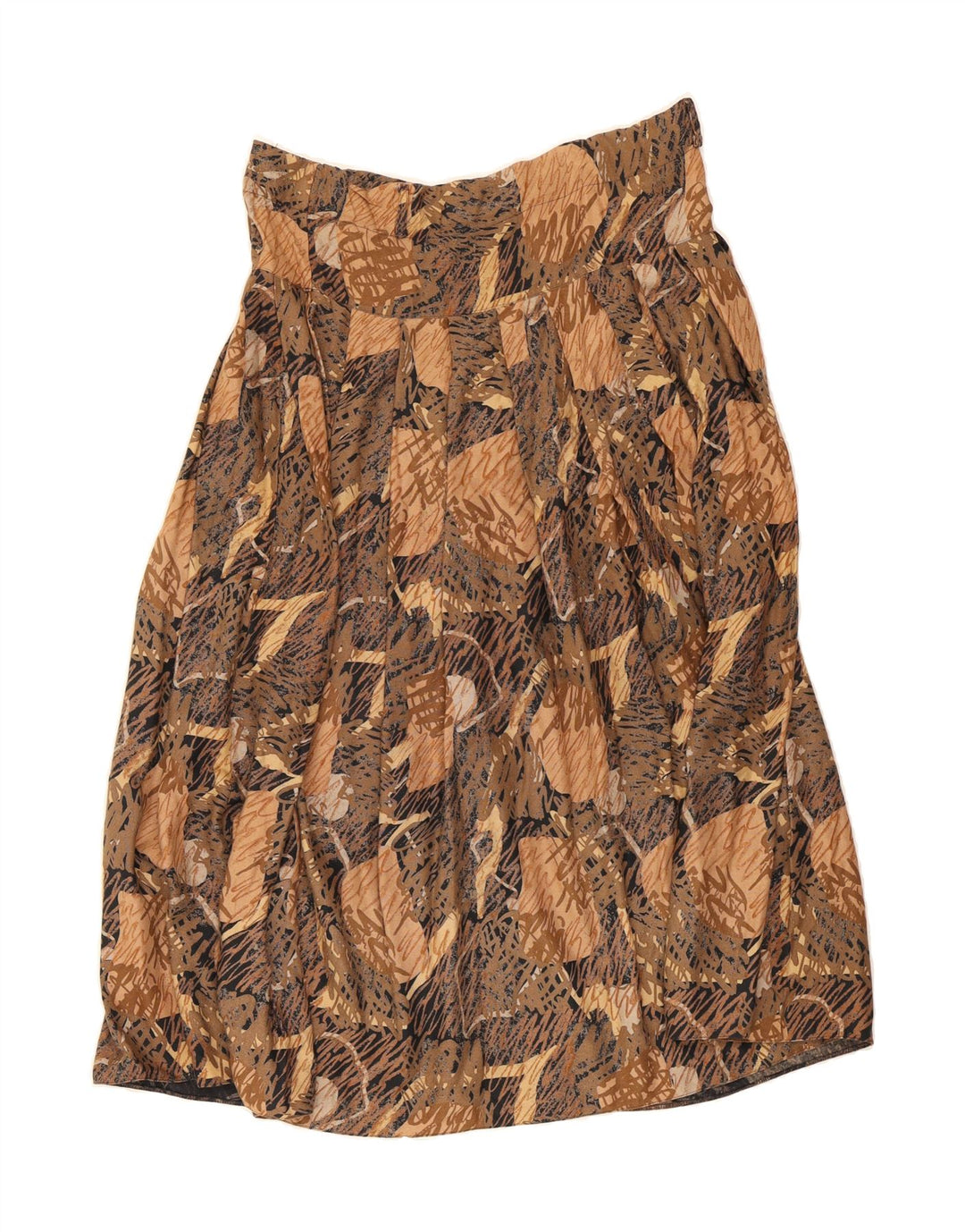 TRAFFIC PEOPLE Womens Abstract Pattern Pleated Skirt US 10 Large W32 Brown Vintage Traffic People and Second-Hand Traffic People from Messina Hembry 