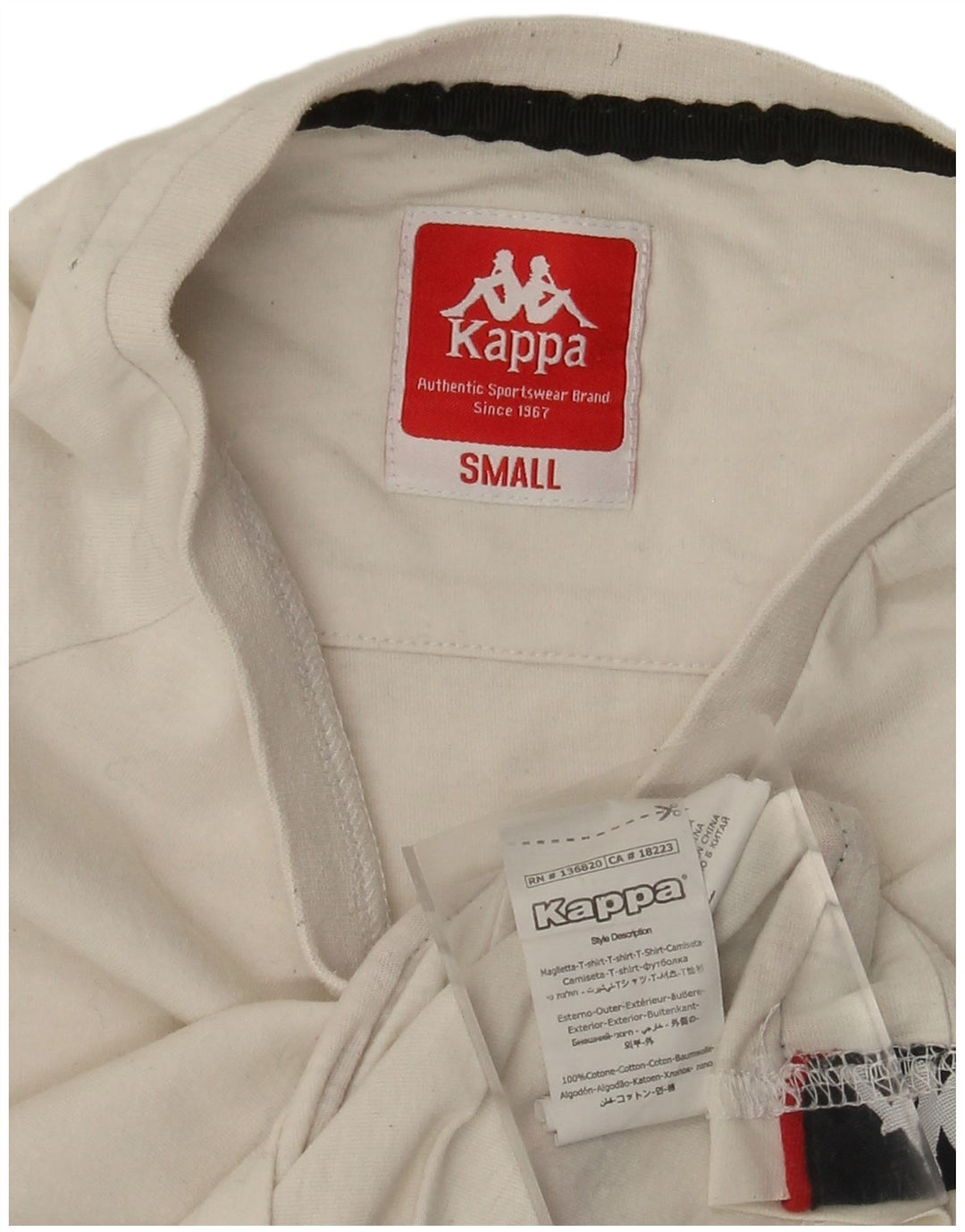 Kappa Ανδρικό γραφικό T-Shirt Top Small Off White Βαμβακερό
