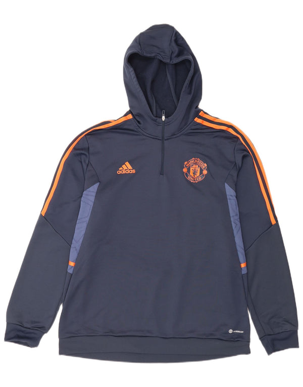 Ανδρικά Adidas Manchester United Hoodie Jumper XL Navy Blue Colourblock