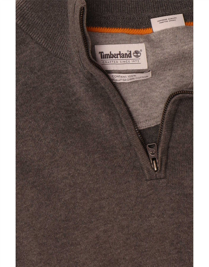 Ανδρικό πουλόβερ Timberland με φερμουάρ, μικρό γκρι βαμβακερό