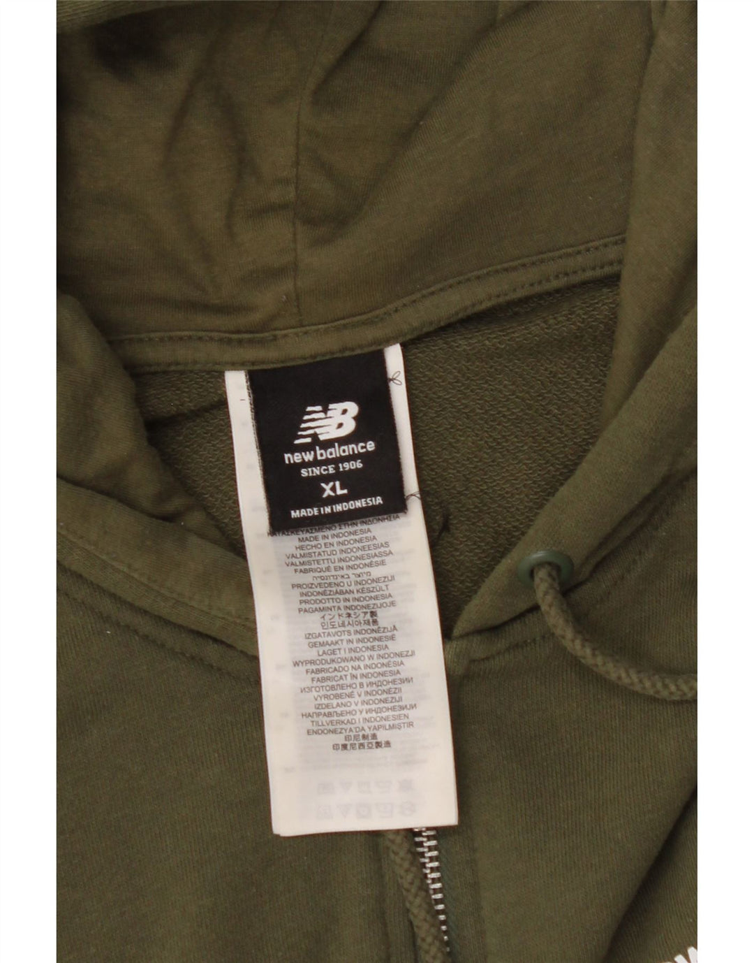 Ανδρικό πουλόβερ με κουκούλα με φερμουάρ NEW BALANCE XL Χακί βαμβακερό