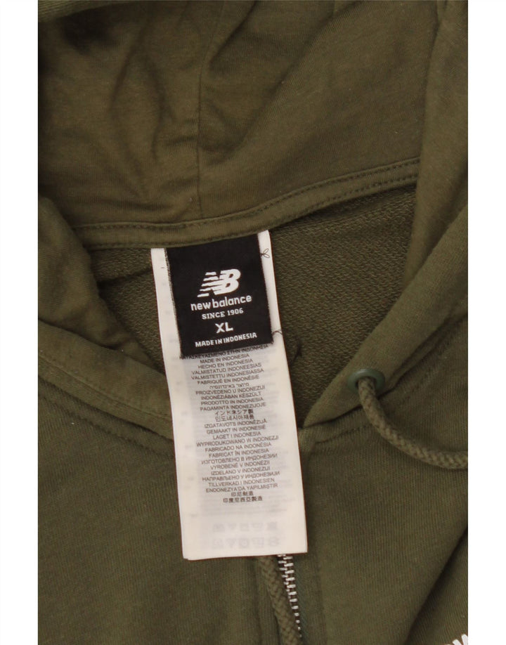 Ανδρικό πουλόβερ με κουκούλα με φερμουάρ NEW BALANCE XL Χακί βαμβακερό