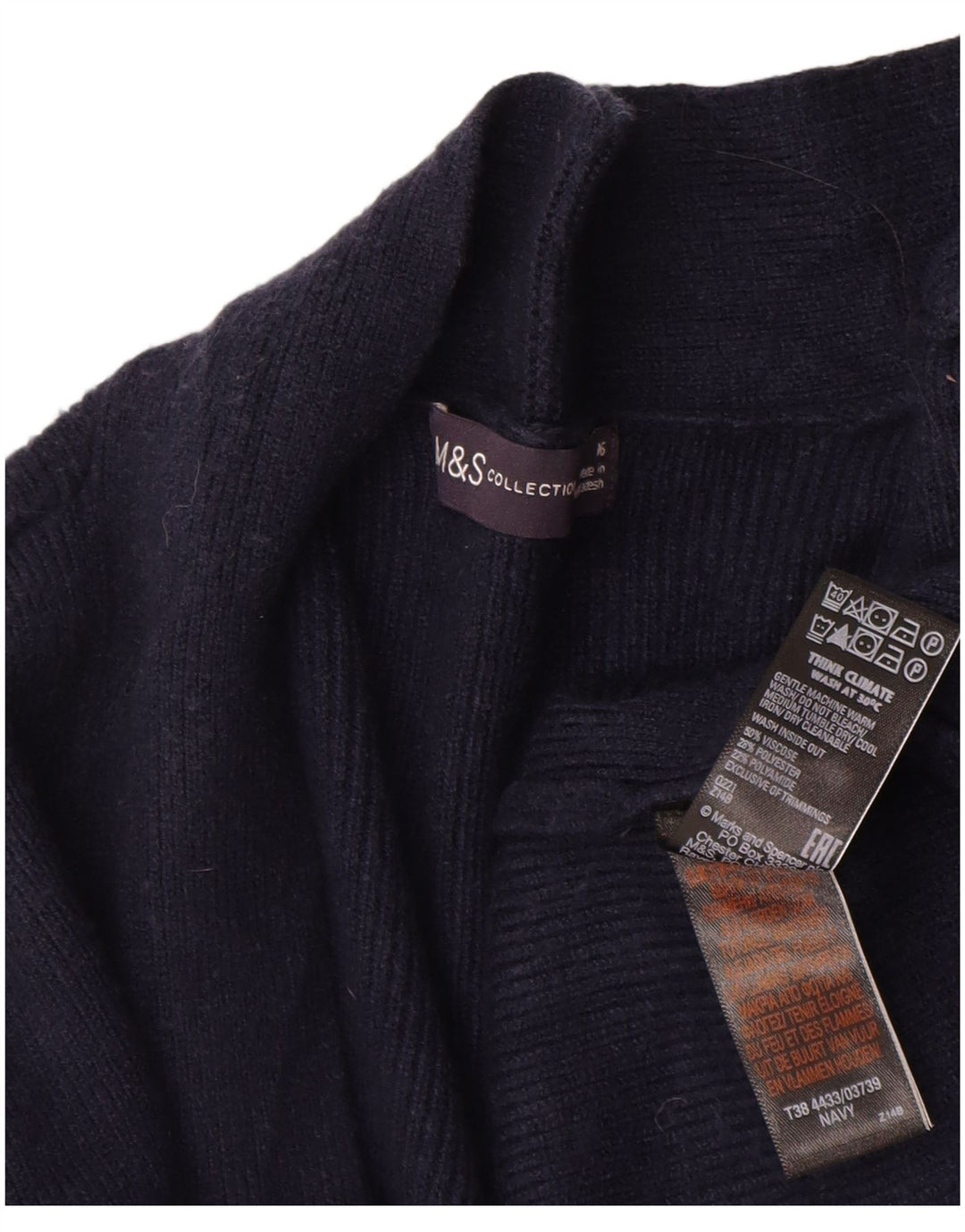 Marks & Spencer Γυναικείο Longline ανοιχτό πουλόβερ ζακέτα UK 16 Large Navy Blue