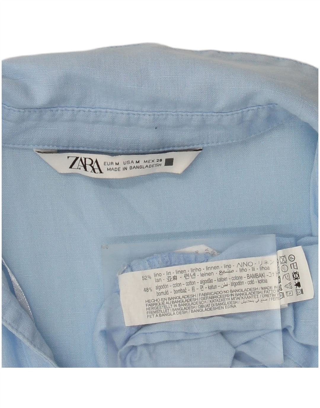 Zara Γυναικείο φόρεμα σε επίπεδα UK 14 Medium Blue Λινό