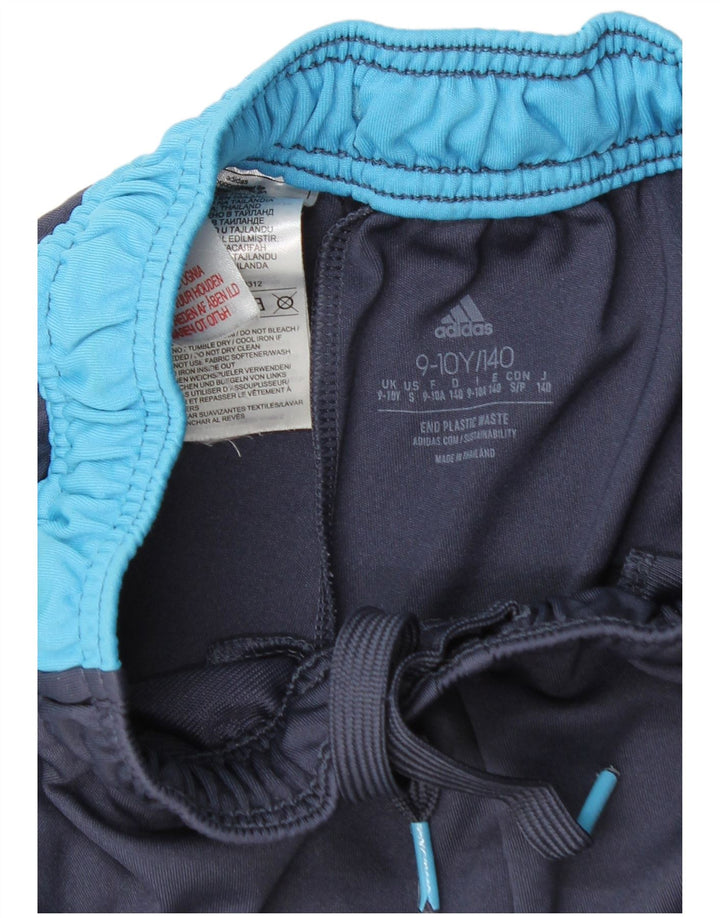 Adidas Boys Sport Shorts 9-10 Years Navy Blue Colorblock Polyester